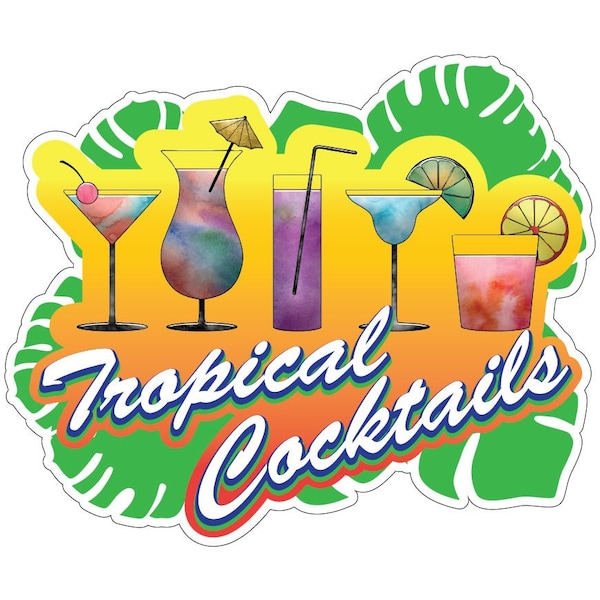 Signmission Tropical Cocktails Decal Concession Stand Food Truck Sticker, D-DC-16 Tropical Cocktails19 D-DC-16 Tropical Cocktails19 - main